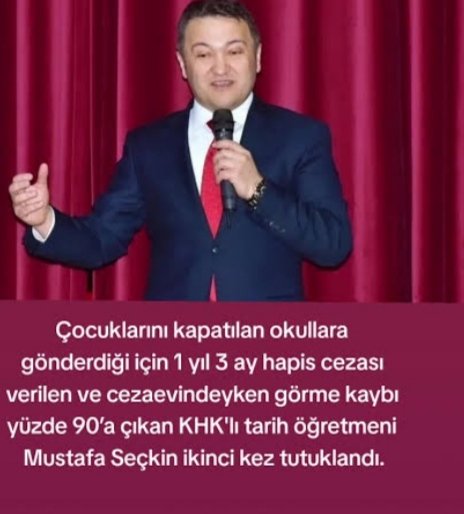 Yarın 18 Nisan'da mahkemesi var.
Haksız tutukluluk yasayan, görme kaybı %90 çıkan,makula distrofisi hastası KHK'lı Tarih öğretmeni MustafaSeçkine Tahliye istiyoruz

@adalet_bakanlik @ECHR_CEDH