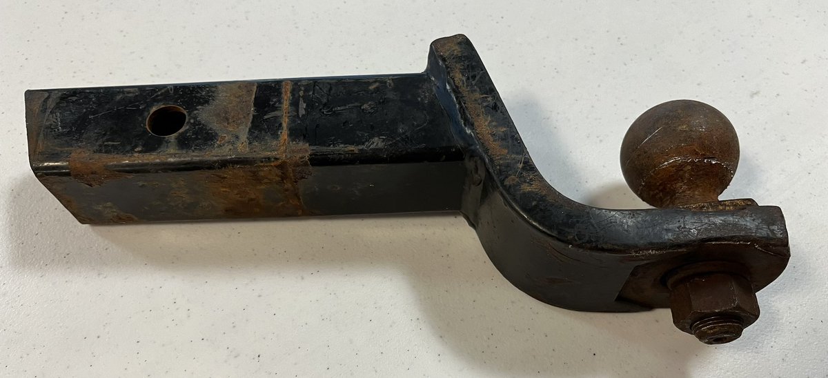 This heavy part to a trailer hitch was brought to @TSA @JacksonAirports. If it can act as a bludgeon it’s a no go and part of #ProhibitedItemsWeek.