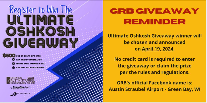Fly over to our Facebook account and register to win a trip to #OSH24! Enter Here facebook.com/austinstraubel…