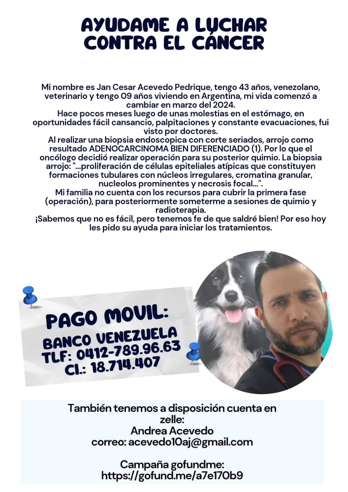 Es gente amiga, gente querida. Jan es un muchacho tan gentil que reorientó su inquietud por la medicina hacia la veterinaria "porque estos pacienticos no pueden decir que les duele, así que necesitan un sanador especialmente sensible". Hoy, este venezolano solidario nos necesita: