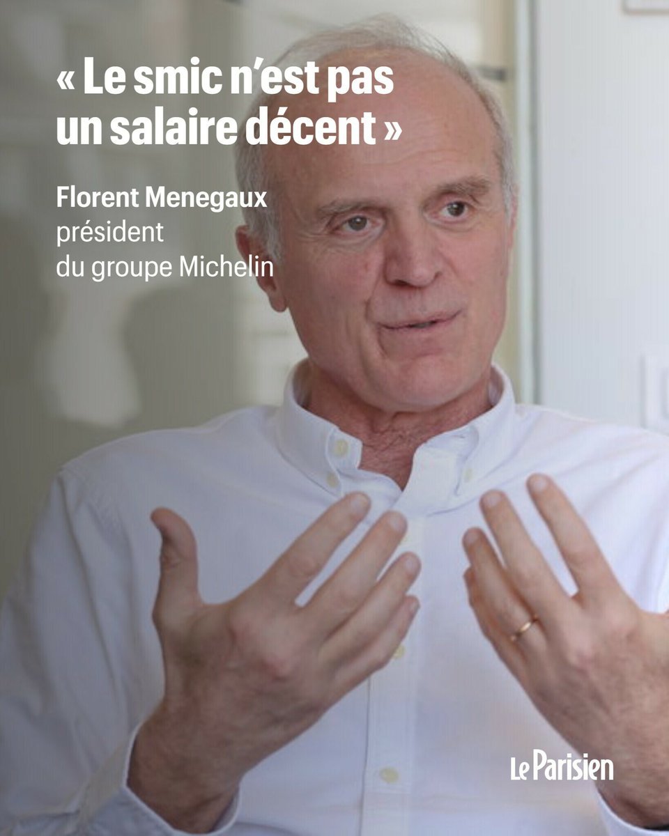 🔵EXCLUSIF | Alors que la smicardisation gagne la population active, Michelin a mis en place un «salaire décent» pour son personnel. En France, aucun n’est payé au smic, jugé insuffisant Notre interview avec Florent Menegaux, président du groupe ➡️ l.leparisien.fr/3ZkI