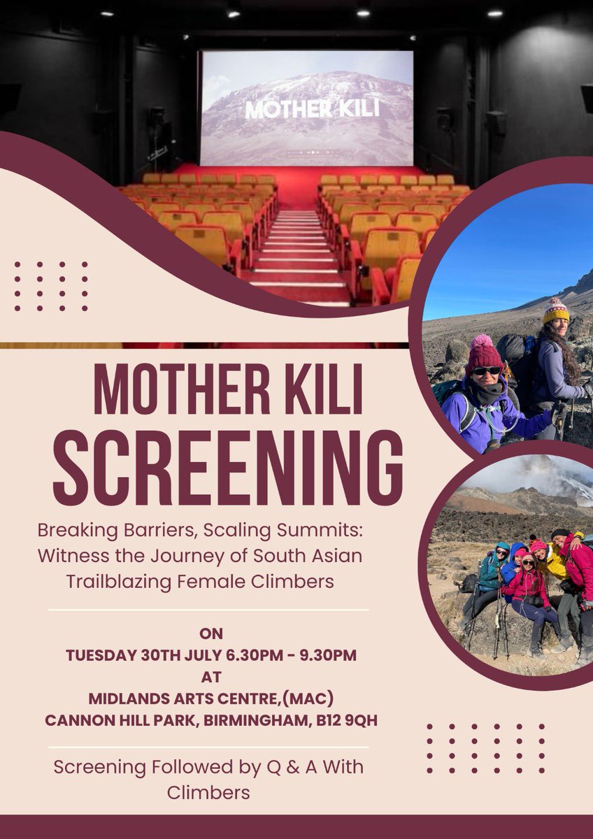 📆Date for diary. 🗻This summer to coincide with @SAHM_UK we present our Mother Kili film at @mac_birmingham followed by a Q & A with climbers & film makers…✊🏽 🎟️Tickets on sale Friday! Hope to see many of you there 💗🙏🏽