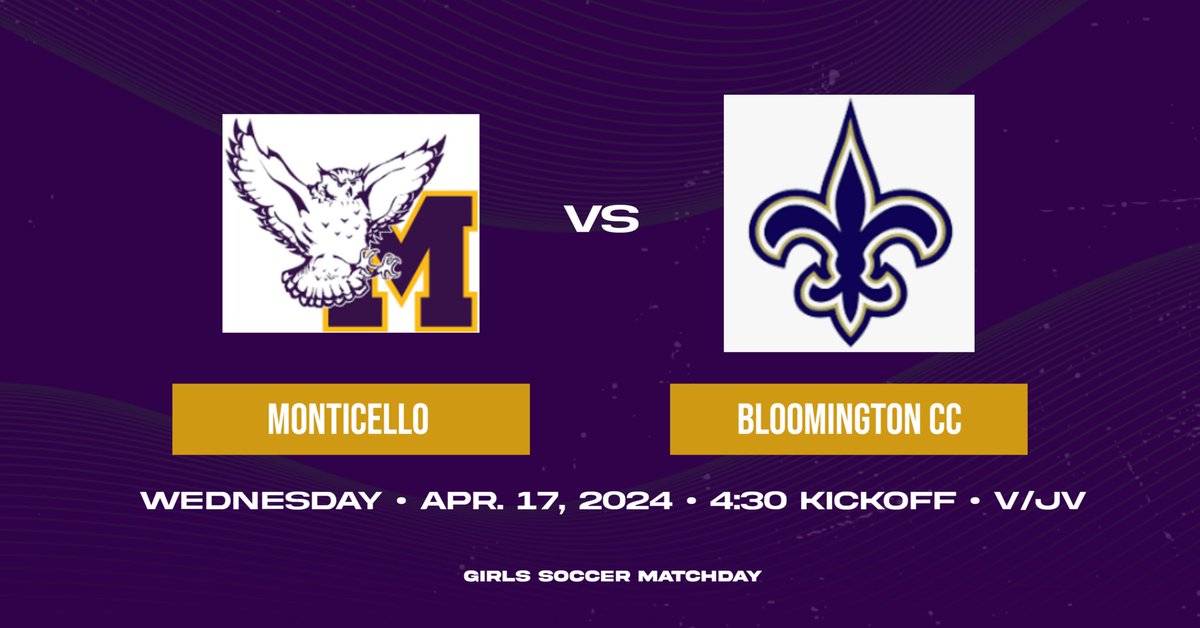 Matchday! Monticello travels to Bloomington CC for varsity action at 4:30 with JV to follow.