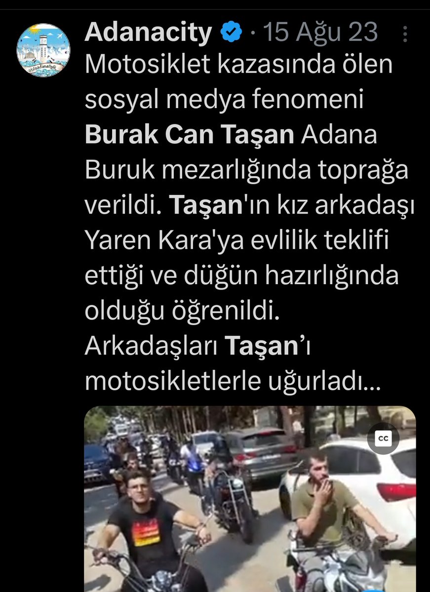 Burak Can Taşan: 14 Ağustos 2023, Adana'da ünlü motosiklet sürücüsü #BurakCanTaşan seyir halindeyken önüne fırlayan köpeğe çarparak feci şekilde can verdi. 23 yaşındaki Burak Can'ın evlilik hazırlığında olduğu öğrenildi. arsiv.turkiyegazetesi.com.tr/gundem/fenomen…