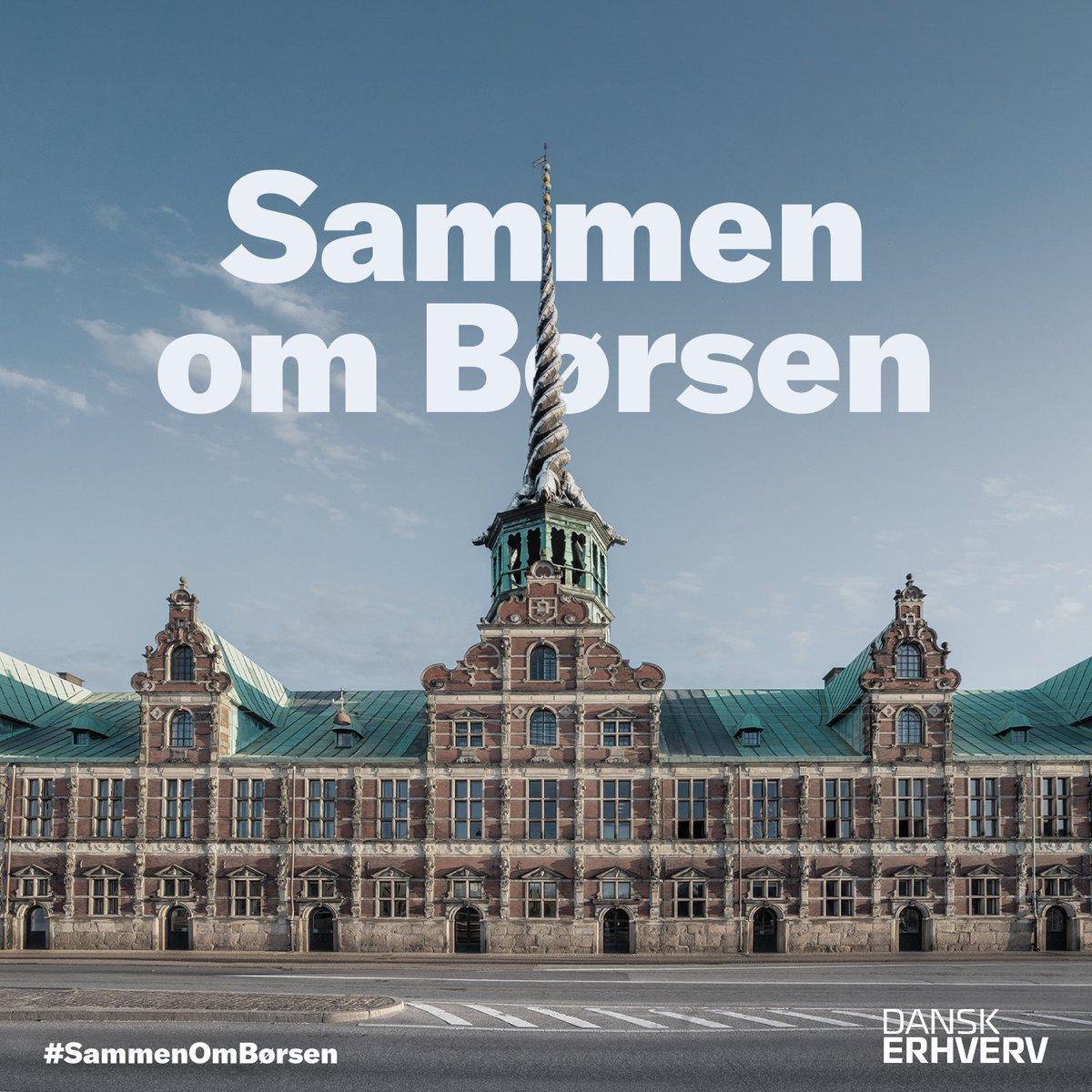 DanskErhverv's tweet photo. Selvom det ser tungt ud lige nu, er der ingen tvivl: Børsen skal genopbygges. For vi står #SammenOmBørsen 💙 https://t.co/6kKWHb25Ss