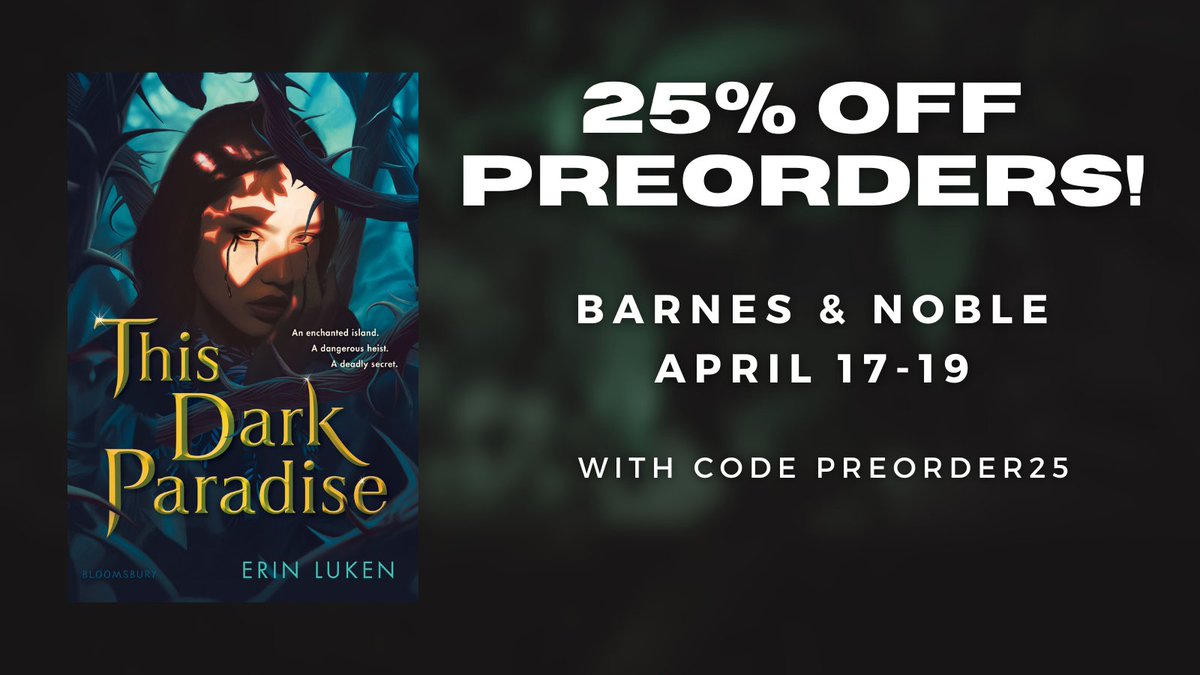 It's THIS DARK PARADISE's first B&N preorder sale! A reminder of what you'll find inside: 🌈 a bisexual con artist 🏝️ an enchanted island ☠️ magical body horror 👀 secrets, intrigue, lies--everyone has something to hide