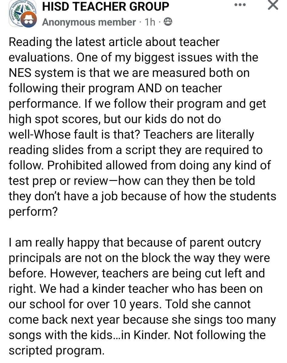 The INSANITY being reported about inexperienced &amp; unqualified #HISD campus leaders is mind-blowing.🤯
What kind of principal terminates a kindergarten teacher because they sing too many songs? 🤔 This is a new level of incompetence. Smh.