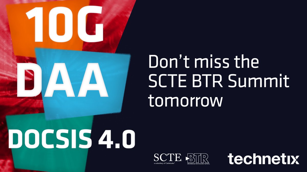 Don’t miss the @scte BTR Summit tomorrow to explore how current and future technologies for 10G, Distributed Access Architectures, DOCSIS 4.0, and more will drive the future of broadband. Register to attend here: bit.ly/4al2wIN #SCTE #10G #FutureOfBroadband