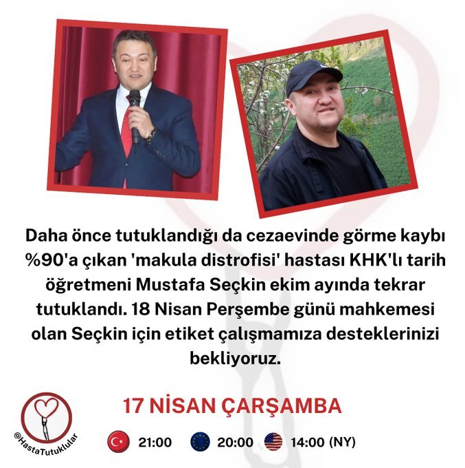 %90 görme engelli Mustafa Seçkin cezaevinde @Cemrebirand1 @gergerliogluof MustafaSeçkine Tahliye
