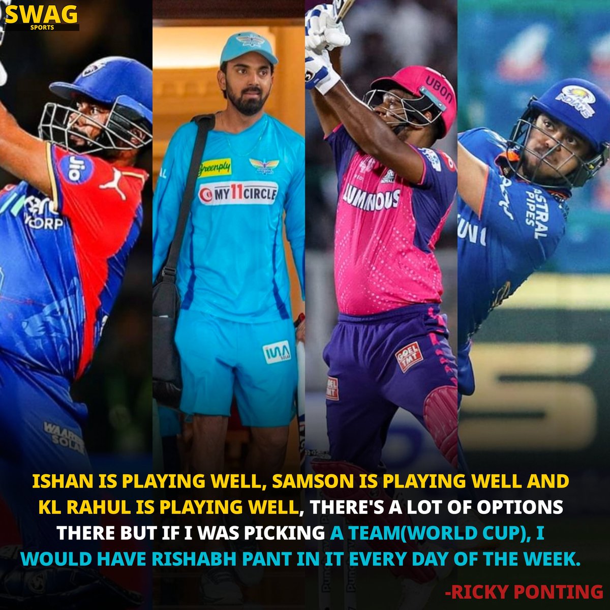 Rishabh Pant is the ultimate pick of Ricky Ponting 💪🏻🏏

#RickyPonting #RishabhPant #IshanKishan #SanjuSamson #KLRahul #T20WorldCup2024  #cricket