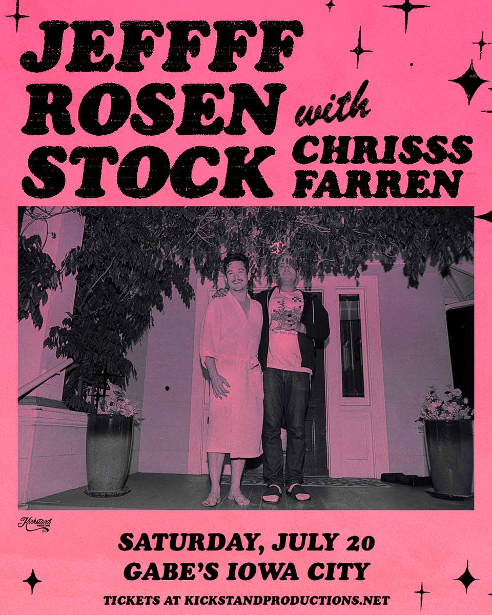 🔥 JUST ANNOUNCED 🔥 @jeffrosenstock at @IowaCityGabes with @chrisfarren on Sat., July 20! 🎟 Tickets on sale TOMORROW at 10AM >> bit.ly/3W3Ja6S