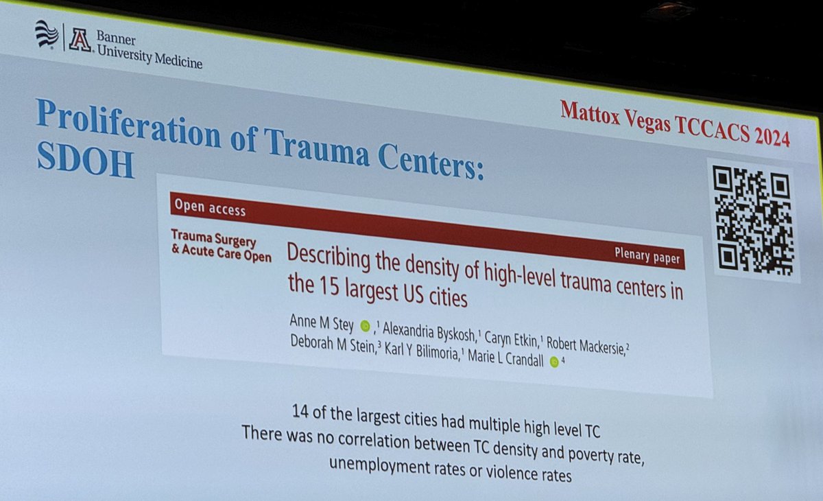 Ecstatic to see THREE @TSACO_AAST papers in one talk at #TCCACS24 #TCCACS2024 “Three’s a Crowd: Proliferation of Trauma Centers” by @KericNatasha
