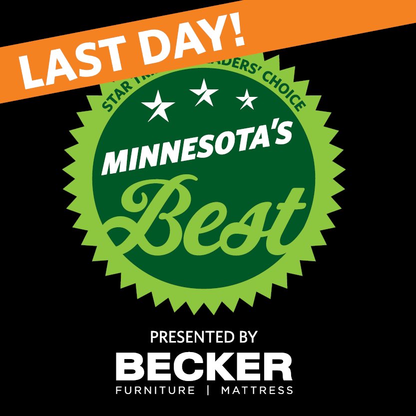 Minnesota’s Best voting ends TODAY.

Get those votes cast for your favorites before it’s too late! Head to VoteMNBest.com now.

#MinnesotasBest #MNBest
