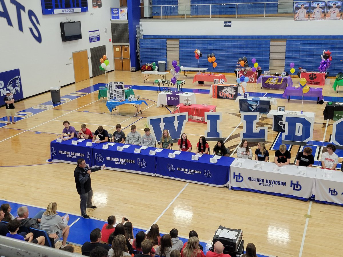 hd_athletics's tweet photo. A big day here at Davdison HS as 28 of our student-athletes are signing to continue their academic &amp; athletic careers at the college level.   This is our largest group of signees!   Congrats to our student-athletes &amp; we wish them well moving forward &amp; best of luck!   #Wildcatway https://t.co/uIwpPBCUt8