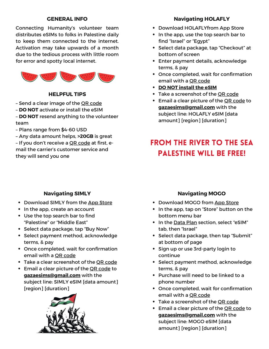 bioloveds's tweet photo. CONTINUE DONATING E-SIMS!! Gaza is currently going through a complete telecommunications and internet OUTAGE. Palestinians need E-SIMS to stay connected with their loved ones AND to broadcast what is occurring. TUTORIAL BELOW!!
🍉https://t.co/xR4xBEFeh5 https://t.co/7GtTi2tUDx