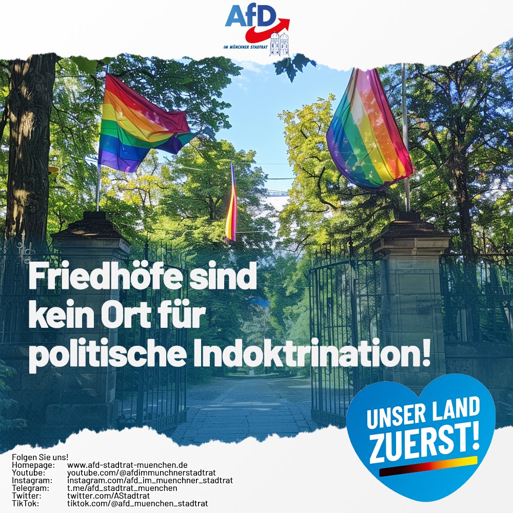 Die politische #Neutralität ist ein hohes Gut - vor allem auf Friedhöfen. Doch immer lauter und grotesker wird die politische Indoktrination in allen Lebensbereichen. Nun ließ die Stadt Flugblätter mit politischen Botschaften auf Friedhöfen aufhängen.