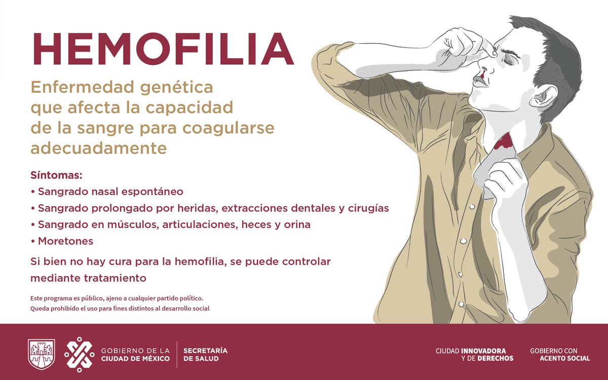 🩸Hoy es el #DíaMundialDeLaHemofilia, pero... ¿sabes qué es? 🩸Es una enfermedad hereditaria que afecta la coagulación, puede ocasionar hemorragias espontáneas, después de una operación o de una lesión. 🩸Las personas que lo padecen tienen bajos niveles de las proteínas…