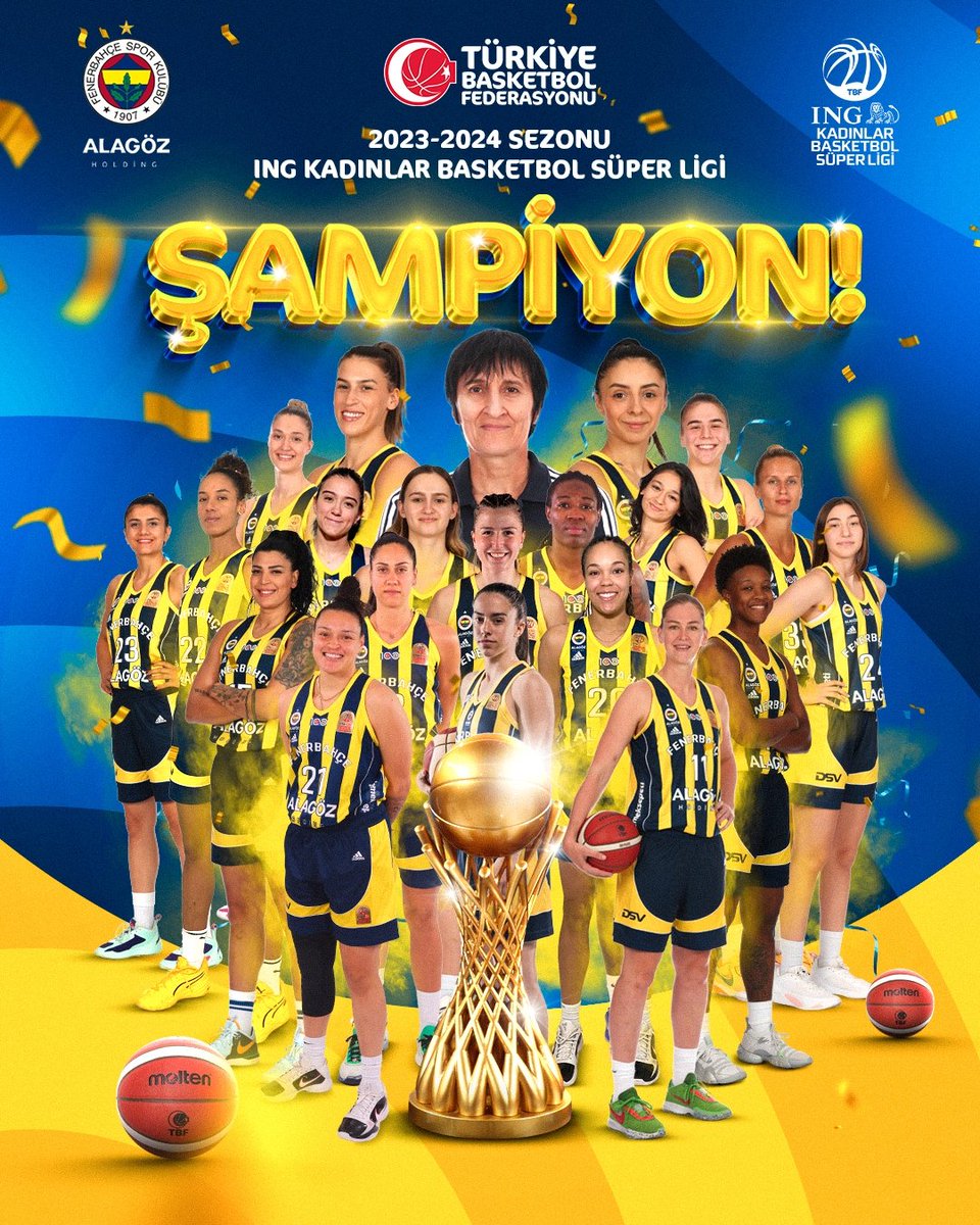 🏆 NAMAĞLUP ŞAMPİYON FENERBAHÇE ALAGÖZ HOLDİNG! ING Kadınlar Basketbol Süper Ligi 2023-24 Sezonu Şampiyonu Fenerbahçe Alagöz Holding'i Kutluyoruz! #INGKBSLPlayOff2024 #ŞimdiBizimZamanımız #ItsOurTimeNow