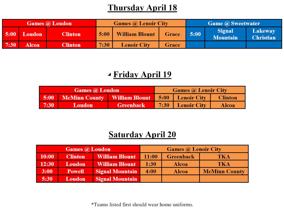 Updated schedule for tournament this weekend!