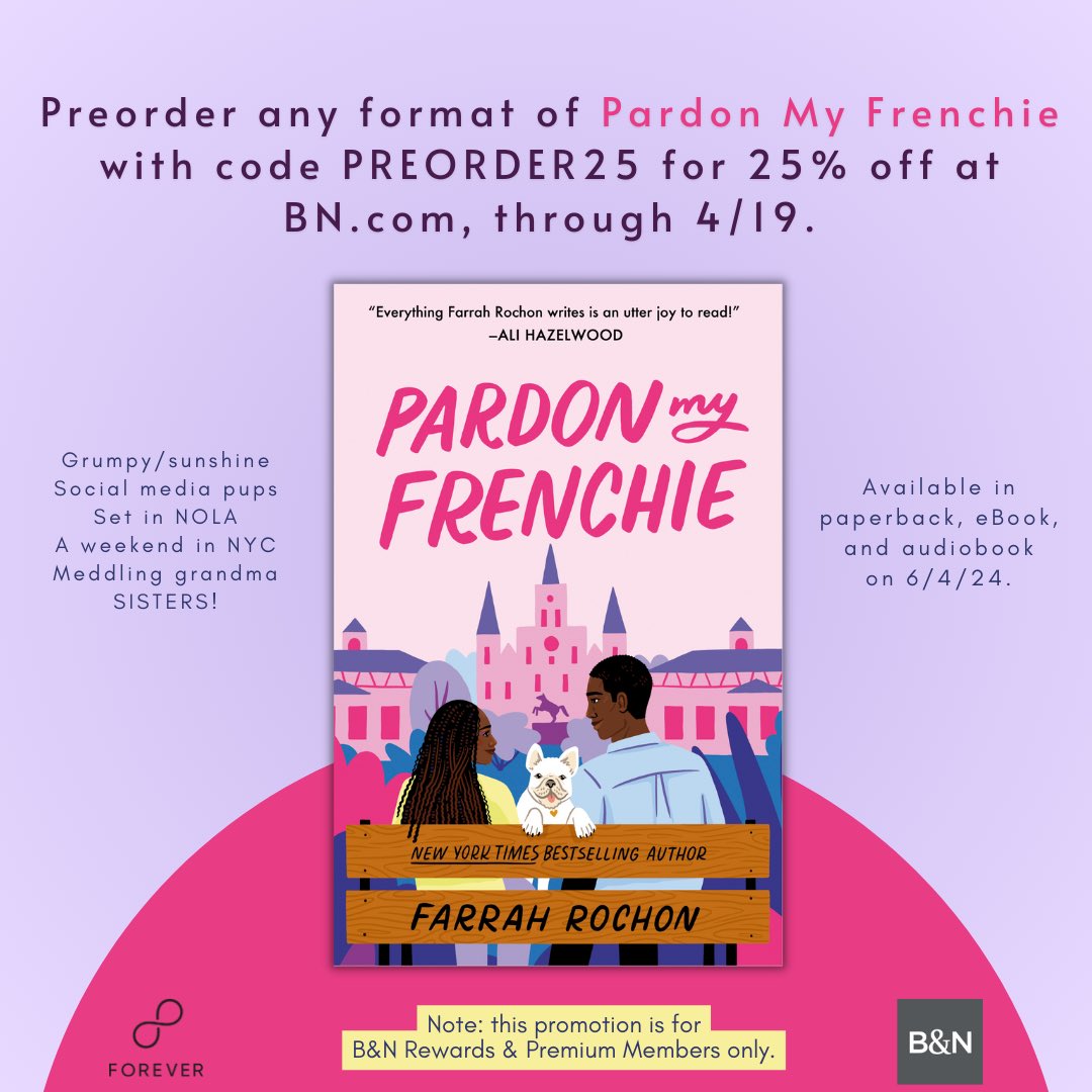 It’s @BNBuzz preorder sale time! Get 25% off your copy of PARDON MY FRENCHIE, my next release from @readforeverpub, by using the code PREORDER25. #bnpreorder