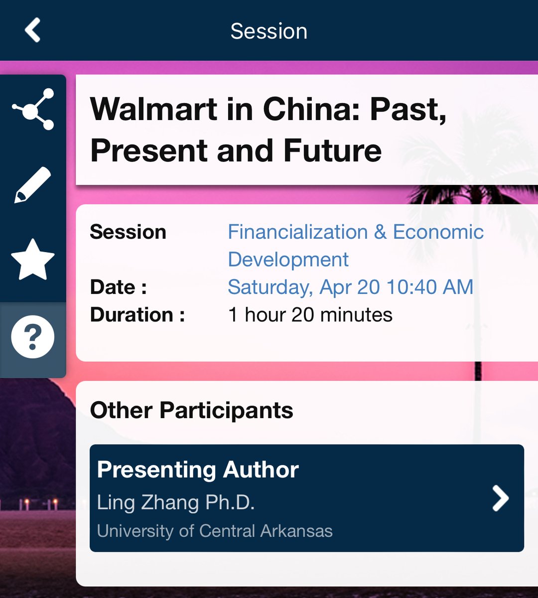 Join UCA Geography's Ling Zhang for her paper titled 'Walmart in China: Past, Present and Future' during the Financialization & Economic Development Session starting in Virtual Room 6 at 10:40AM Hawai'i Time. @theAAG #AAG2024