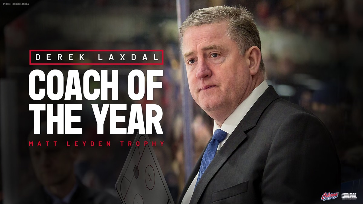 Oshawa_Generals's tweet image. The Oshawa Generals proudly announce that Head Coach, Derek Laxdal has won the OHL’s Matt Leyden Trophy as Coach of the Year.

Congrats, Lax! Well deserved. 

MORE | ow.ly/Okmc50Ris3F

#GensNation
