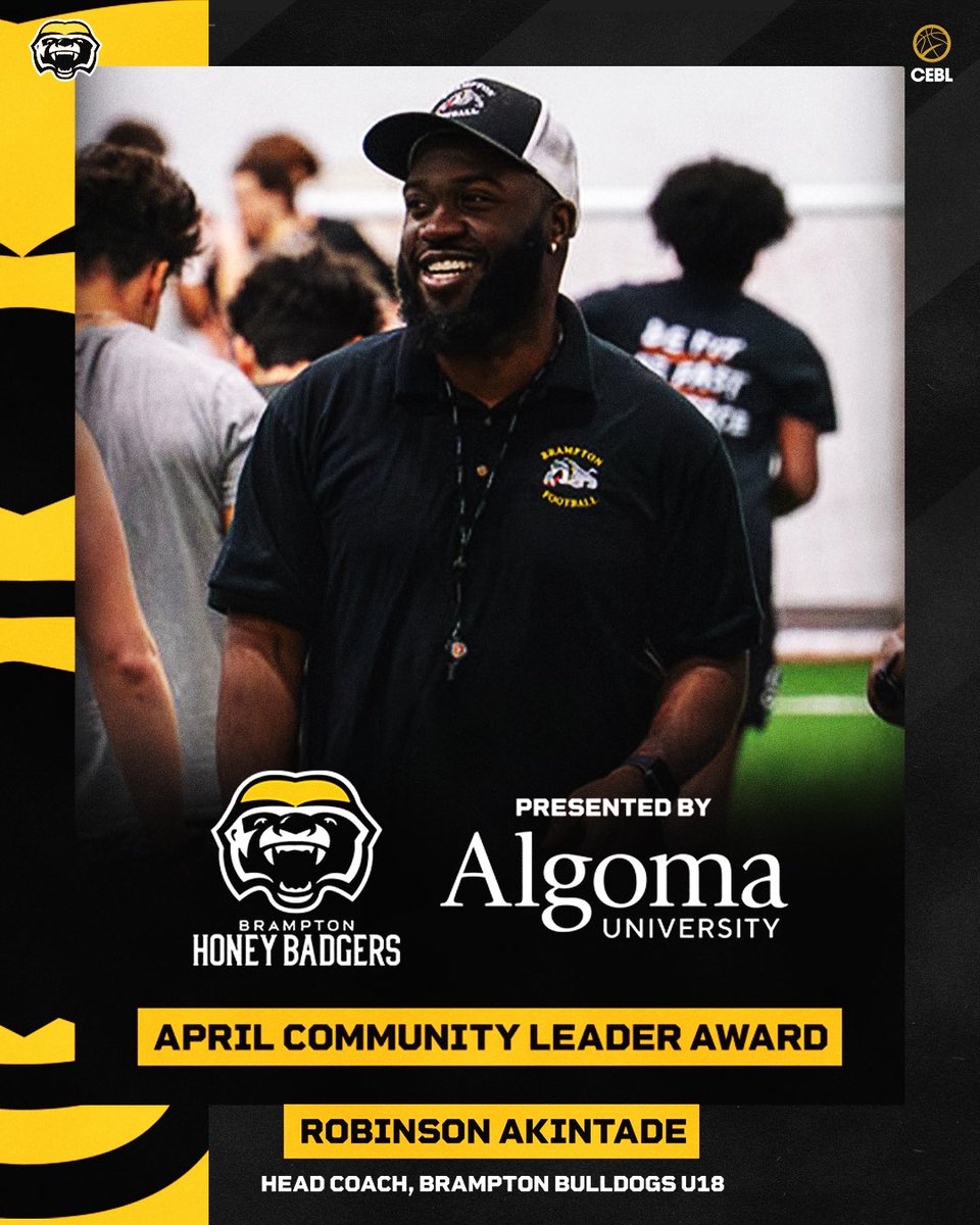 HoneyBadgersCAN's tweet photo. Inspiring the next generation 🏈👏

We’ve teamed up with @AlgomaU to recognize local community leaders that strive to make a difference every day. Recipients will receive a co-branded prize pack and will be invited to a game this summer! 🔥

#WeAreBrampton | #CEBLCommunity https://t.co/YFP9nkYMlo