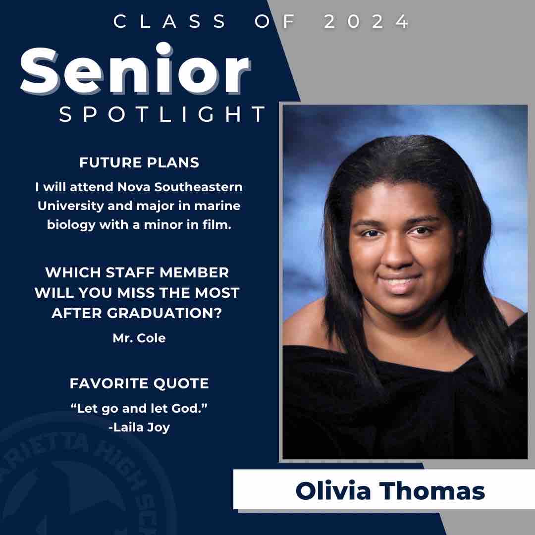Join us in celebrating MHS senior Olivia Thomas, who will be attending Nova Southeastern University! #MHSSeniorSpotlight