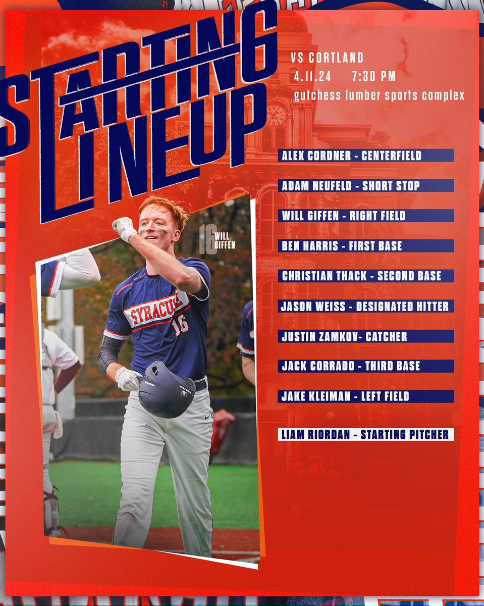 GAMEDAY @ SUNY Cortland 

Time to do a job. 

🆚 <a href="/CStateBaseball/">SUNY Cortland Club Baseball</a> 
⏰ 7:30 PM 
📍 Gutchess Lumber Sports Complex
📊 Follow on Gamechanger!