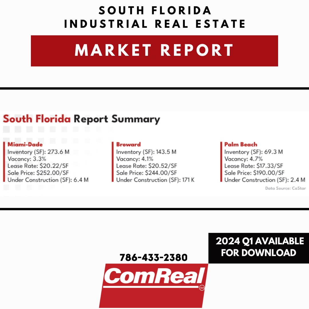 The #IndustrialRealEstate #MarketReport for Q1 2024 is available for download! Don't miss your chance to stay ahead of the curve. Download your copy today and stay informed about the evolving industrial real estate market. warehousesmarket.com/market-report
#RETwit #SouthFloridaRealEstate