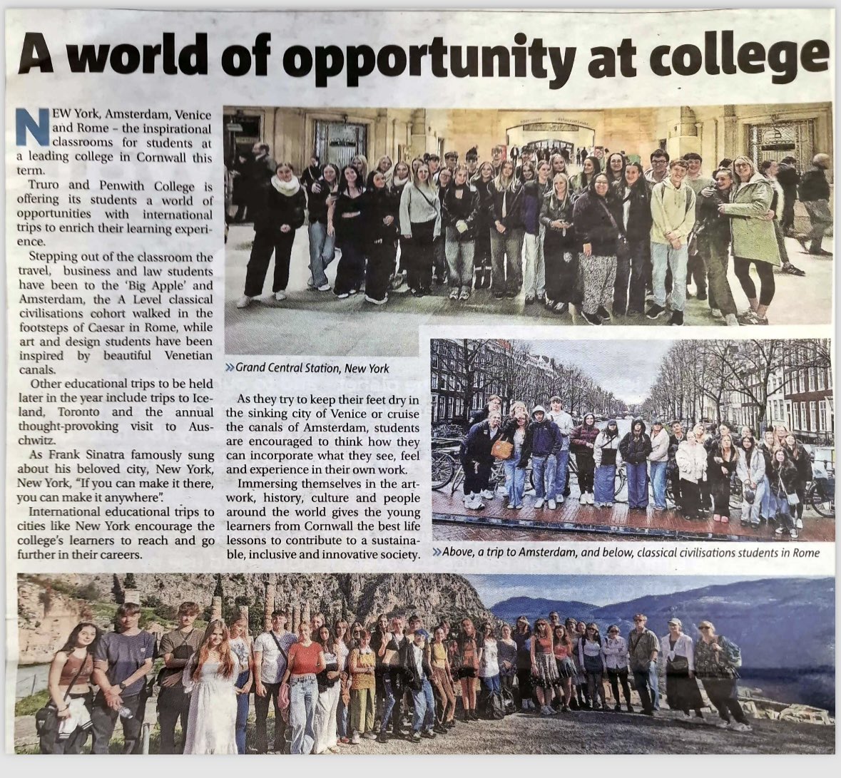 We have been featured in the 🗞️ following recent international trips 🌍 🙌

#tcbatle #truroandpenwithcollege #trurocollege #internationaltrips #gofurther #reachfurther #lookfurther #goglobal #gointernational