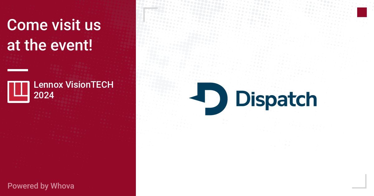 We're thrilled to be sponsoring the Lennox Vision Tech conference in Wisconsin Dells at the end of the month. 🚀 Follow the link to learn more about how Dispatch supports HVAC businesses nationwide. #LennoxVisionTech #HVACSolutions #DispatchIt hubs.li/Q02tdbPR0