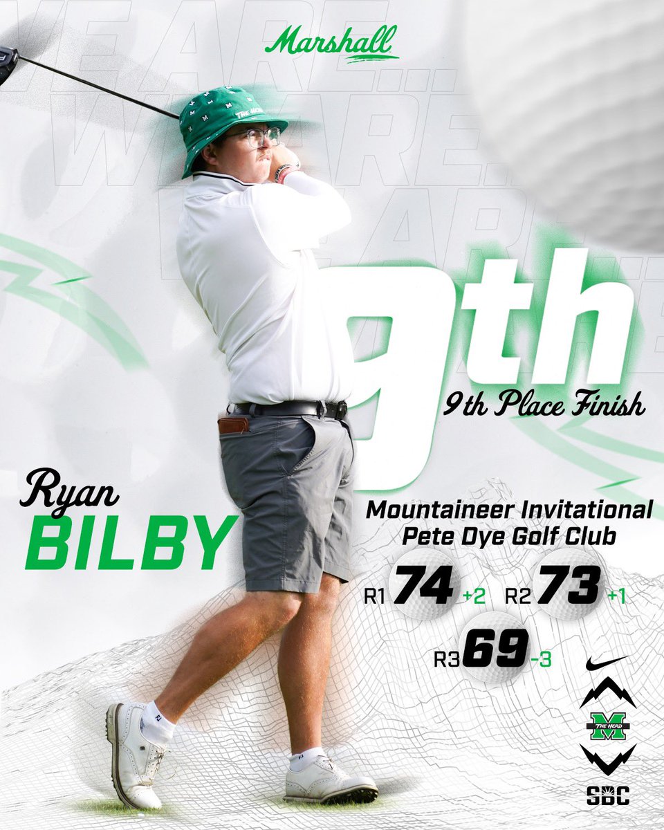 Ryan Bilby with a strong final round at the Mountaineer Invitational to finish in 9th place and help the Herd to a 2nd place team finish.

#WeAreMarshall