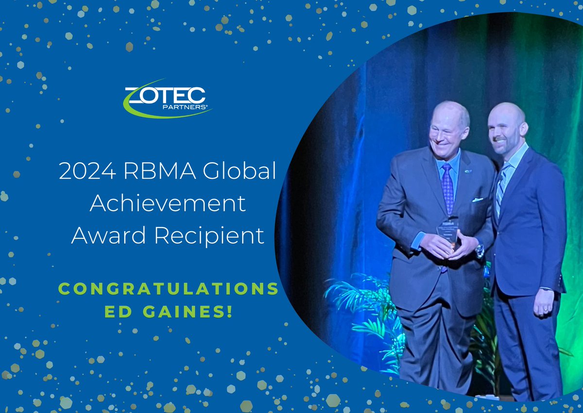 Congratulations to #TeamZotec’s @EdGainesIII, VP of Regulatory Affairs & Industry Liaison, for being awarded the 2024 Global Achievement Award from @RBMAConnect! 🏆 This #award recognizes Ed’s unwavering dedication to educating the #RBMA community on #healthcare policy. 🎉