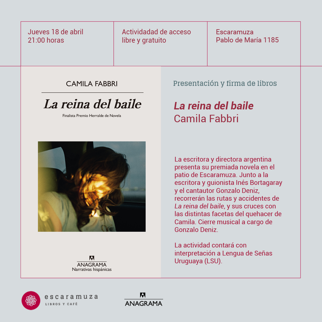 En el marco de los 300 años de Montevideo, vuelve a nuestra casa la escritora y directora argentina @fabbri_camila, quien presentará «La reina del baile» (@AnagramaEditor) e impartirá un taller intensivo de escritura.