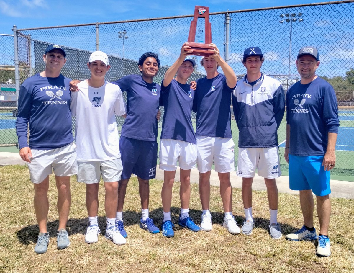 SES Varsity Boys Tennis are the 1A District 8 runners-up. Next stop Regional playoffs. #PiratePride @StEdsVero