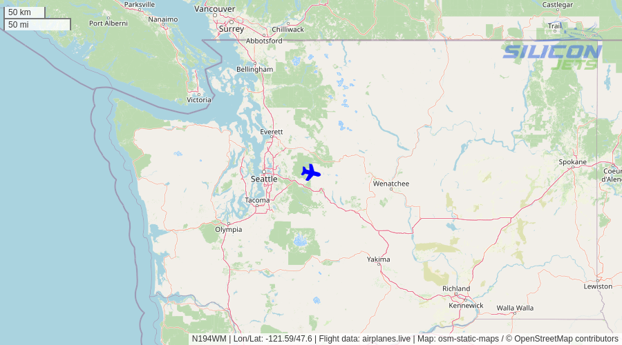 N194WM (#gulfstream G650ER reportedly used by #billgates) has been detected in flight at 18:21 GMT. Track on Mastodon: lumberjacks.social/@SiliconJets.