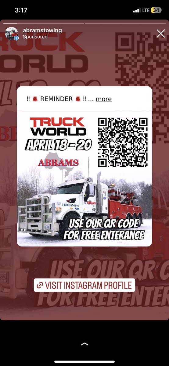Truck World this weekend April 18-20th. International Centre. 6999 Airport Road. Mississauga
