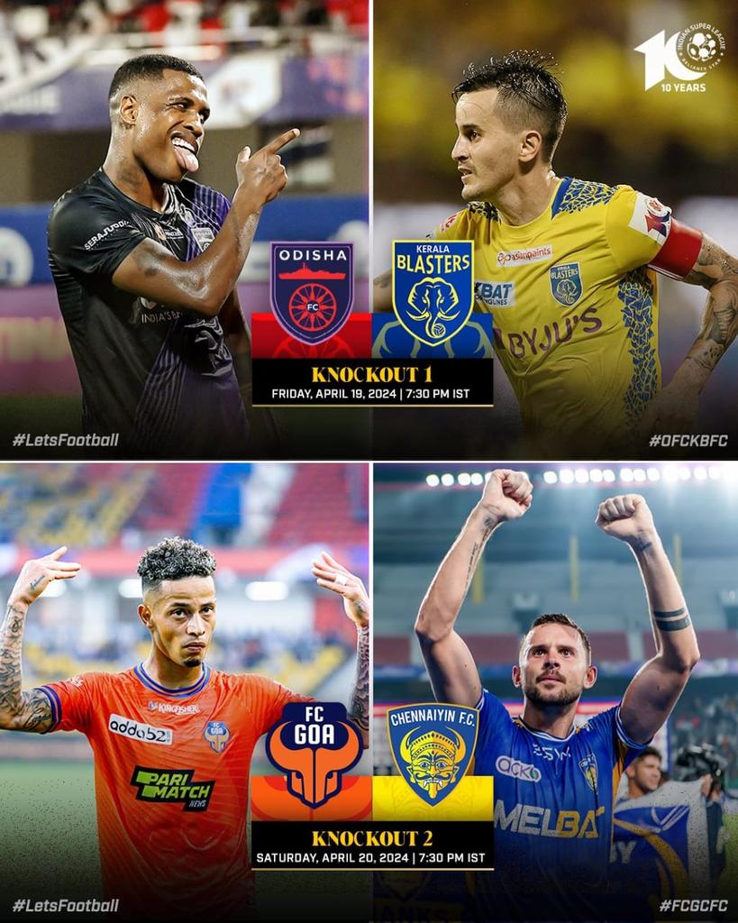 Contenders for 2️⃣ Semi-final spot, Your pick from these four, Comments below 😮‍💨

To Book your tickets: 👇

 • OFC vs KBFC: bit.ly/3JnA7X7

 • FCG vs CFC: bit.ly/FCGCFCPlayoff

#LetsFootball | #ISL10  | #ISL
#FootballForAll
@IndSuperLeague | @IndianFootball