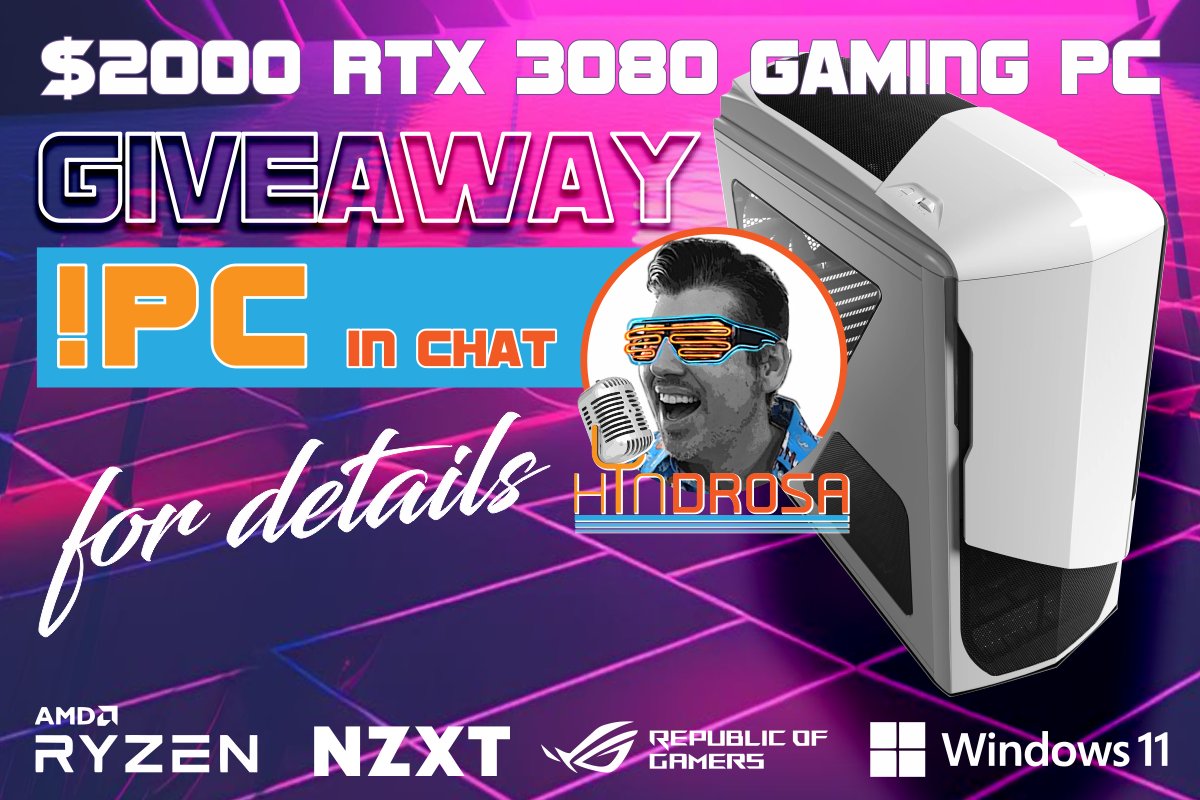 🚨Courtesy of the Libation Nation, we're giving away a #gamingpc w/an RTX3080 to a lucky winner!

❤️Like
🔁Retweet
✅Join me LIVE at twitch.tv/hyndrosa & enter to WIN!

#pcgaming #pcsetup #gaming #pc #giveaway #pcbuild #pccase #setupwarriors #republicofgamers #setupwars #rtx