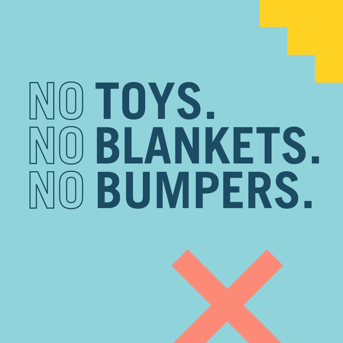 IowaSids's tweet image. Reminder- babies should sleep ALONE in their own sleep space that means no items in the crib and no people (including siblings) but room-sharing is encouraged! Share a room, never a bed!!