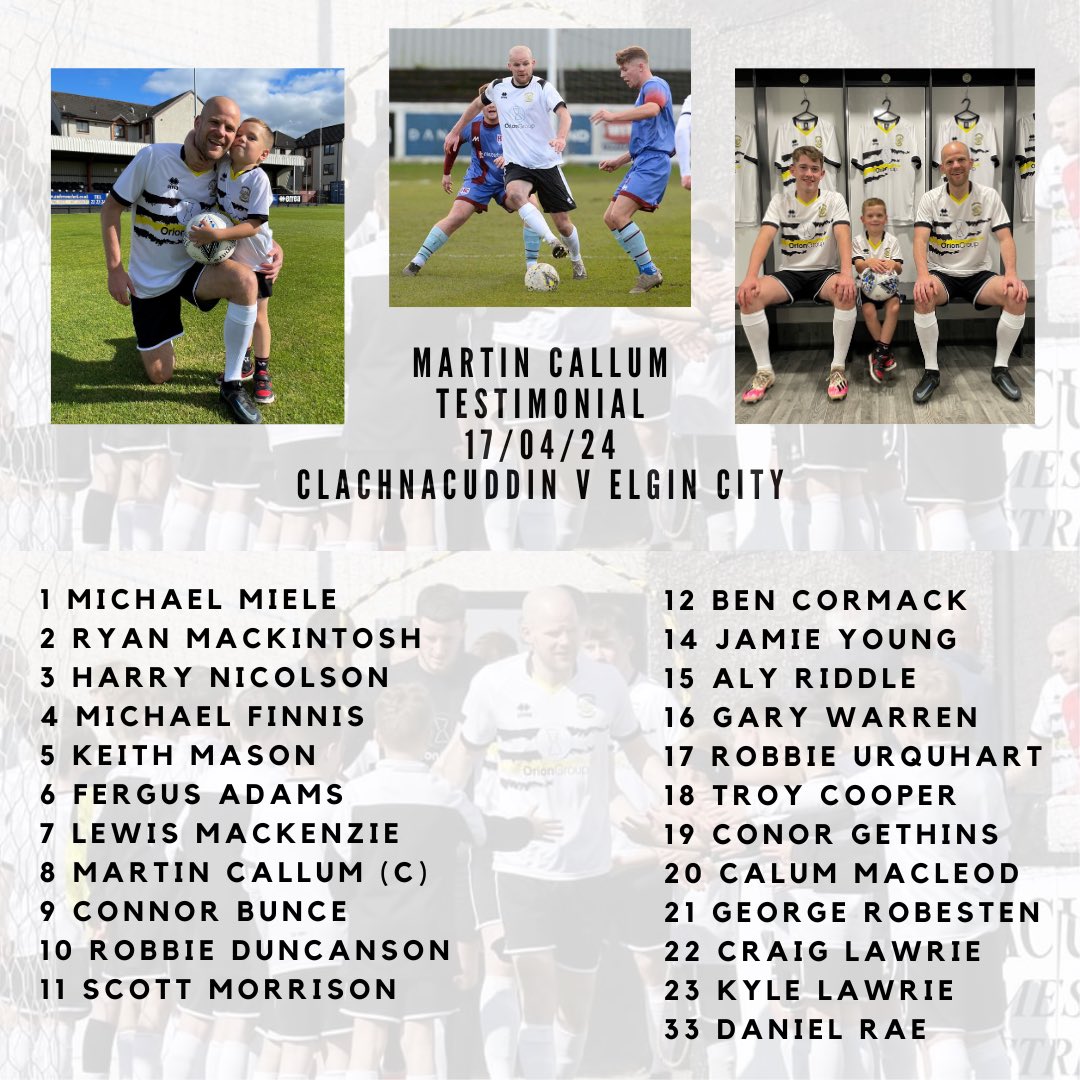 Tonight’s squad to face @ElginCityFC in Martin Callums well deserved testimonial 👏⚪️⚫️⚪️