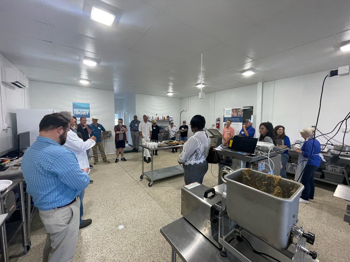 RD_Louisiana's tweet photo. All roads led to Jeanerette, LA today as experts from @LSUAgCenter and @LASeaGrant showed us the science &amp; art of seafood smoking and by-product recovery! Very cool! Using every part of the product adds value and resiliency to the market. #BeyondTheBoat https://t.co/dVhGilku0f