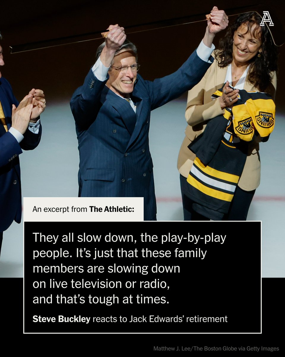 Hometown announcers are not beat writers. They entertain. They love their team. That's what Jack Edwards delivered during his Bruins tenure, writes @BuckinBoston. But his retirement is evidence that just like players, broadcasters can slow down. theathletic.com/5421455/2024/0…