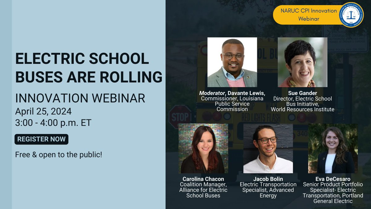 Register now for our Center for Partnerships & Innovation next Innovation #Webinar on Thursday April 25 from 3-4 p.m. ET to learn about electric school buses. bit.ly/3xsYvUp

#ElectricSchoolBuses #ElectricVehicles #EV #EVs #ElectricBuses #utilities #regulators