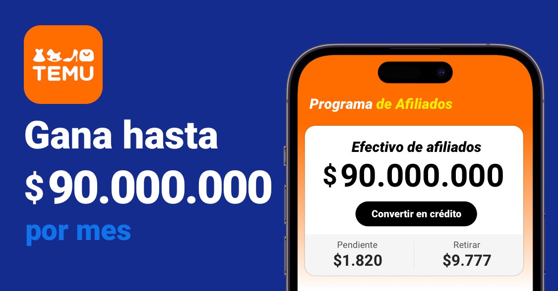 Javier37493566's tweet photo. Haz clic en el enlace https://t.co/RX4QWbGgkf para unirte al ⭐️Programa de Afiliados de Temu⭐️. ¡Te esperan hasta 💰$90.000.000 al mes~! https://t.co/6sXZqKOAFC