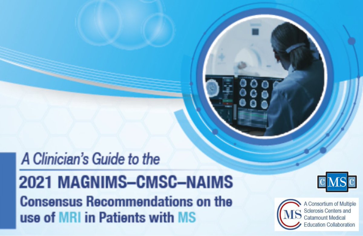An expert-led summary of key components of the current MAGNIMS-CMSC-NAIMS consensus recommendations on the use of MRI in patients with multiple sclerosis, designed for busy practicing clinicians. Follow the link to earn credit! @CatMedEd cmscscholar.org/a-clinicians-g…