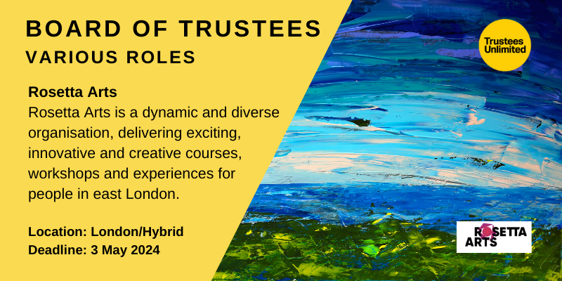 */*NEW TRUSTEE OPPORTUNITIES*/* #RosettaArts Deadline: 3 May 2024 More info: ow.ly/oww750Riqet #Trustee #NewRole #Leadership #Governance #CharityTrustee #TrusteeRole #Trusteeship #Treasurer #GoodGovernance #Charity #CharityRole #CharityJob #BoardMember