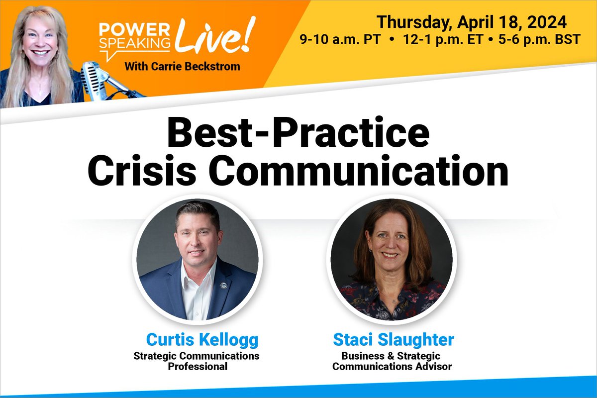 PowerSpeaking's tweet image. Join CEO Carrie Beckstrom and panelists to explore how communication plays a vital role in responding to crises, adapting to disruptive change, and enabling employees to thrive
through the challenges.

Register here: hubs.ly/Q02tcWs70