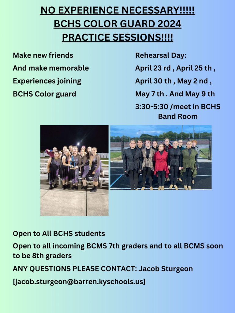 Important information for students interested in BCHS Color Guard! #WeareBC